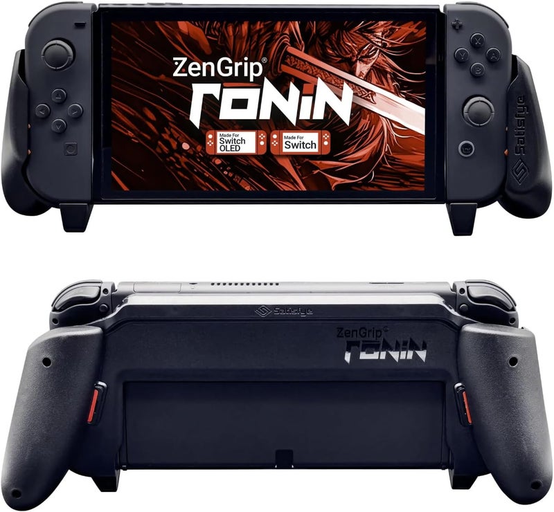 Satisfye - ZenGrip Ronin Grip, a Dockable Switch Grip Compatible with Nintendo Switch & OLED - Comfortable & Ergonomic Grip, Joy Con & Switch Control. #1 Switch Accessories Designed for Gamers (Black) - Image 1